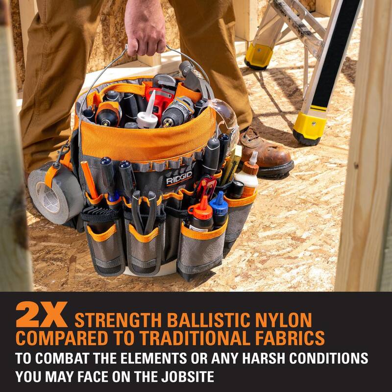 RIDGID 30 in. 35 Pocket Professional Grade Tool Bucket Bag - RD10030-TH
