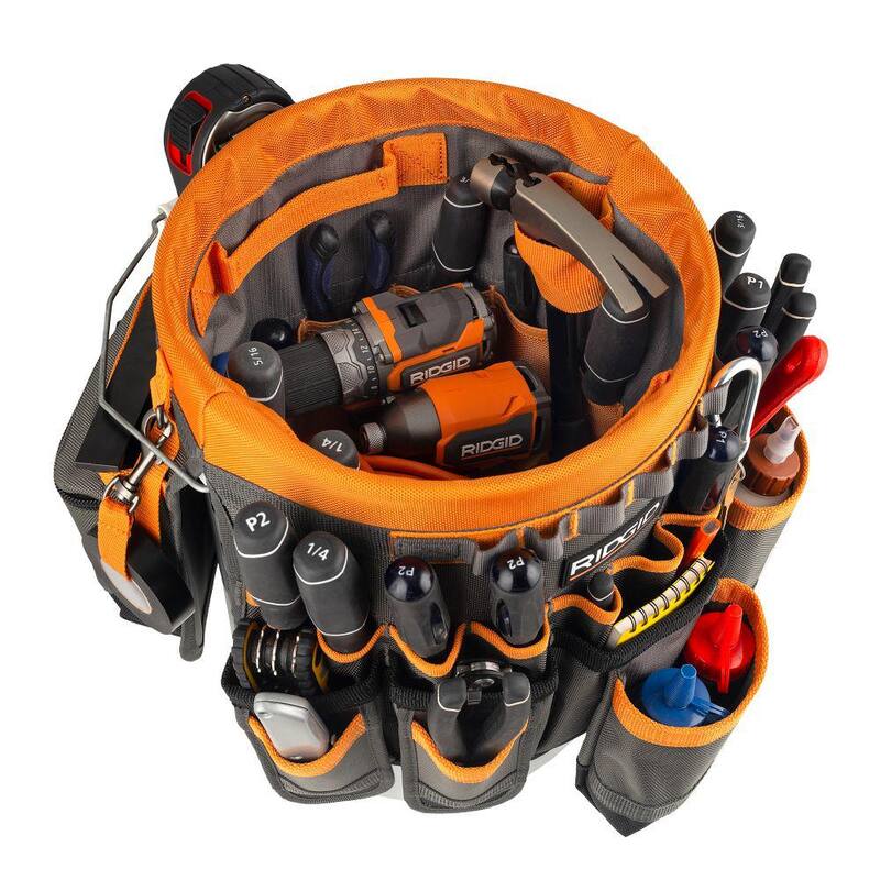 RIDGID 30 in. 35 Pocket Professional Grade Tool Bucket Bag - RD10030-TH
