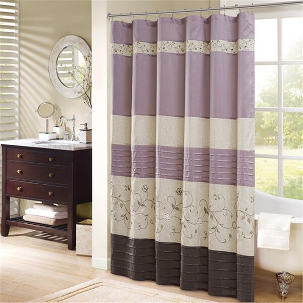 Madison Park Serene Embroidered Shower Curtain - Purple - MP70-3453
