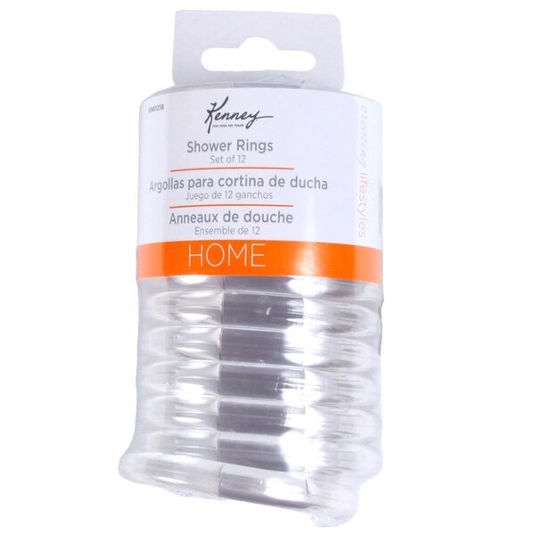 Kenney Mfg Kenney Clear Plastic Shower Curtain Rings 12 pk - KN61218V2
