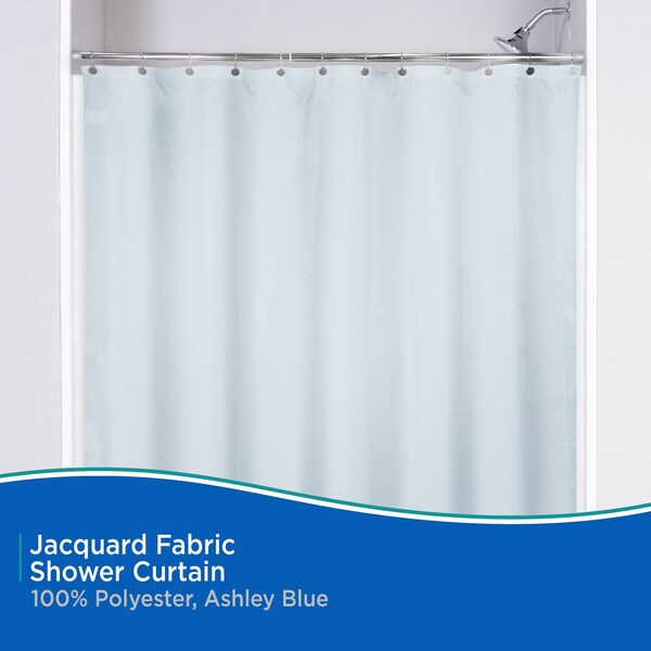 Kenney Mfg Water Repellant Jacquard Fabric Shower Curtain, 70in W x 72in H, Ashley Blue - KN61307PS
