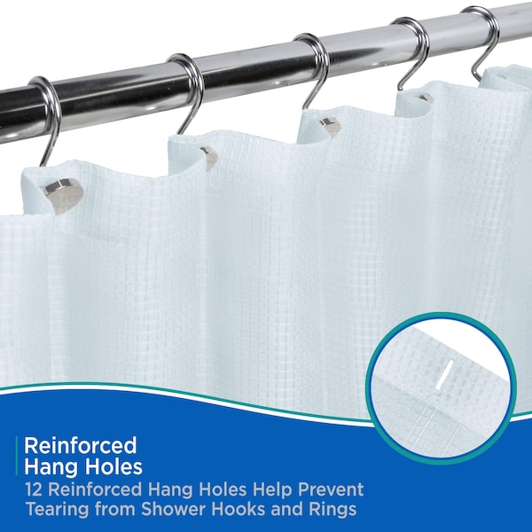 Kenney Mfg Water Repellant Jacquard Fabric Shower Curtain, 70in W x 72in H, Ashley Blue - KN61307PS
