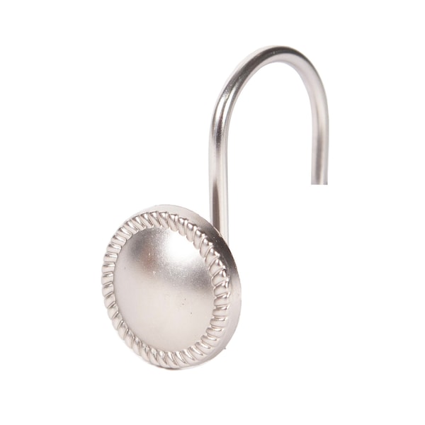 Kenney Mfg Erin Decorative Shower Curtain Hooks, Set of 12, Brushed Nickel - KN62151V1