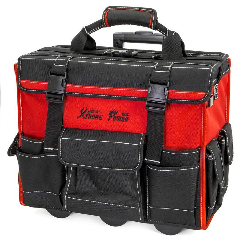 XtremepowerUS 11 in. x 18 in. Jobsite Rolling Tote Tool Bag Storage Organizer Backpack - 90700-XPH