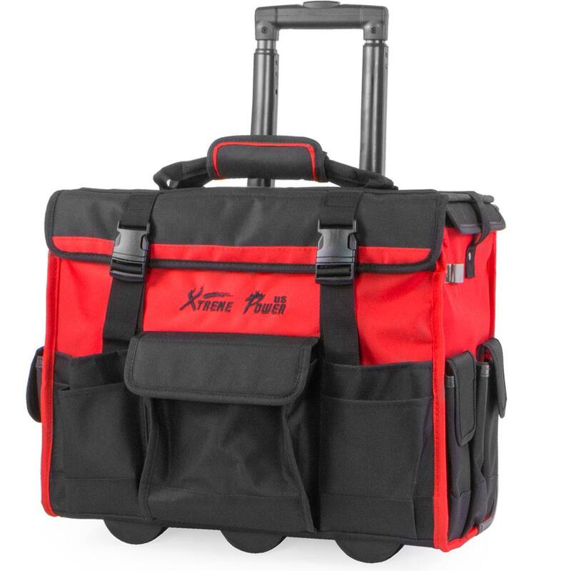 XtremepowerUS 11 in. x 18 in. Jobsite Rolling Tote Tool Bag Storage Organizer Backpack - 90700-XPH