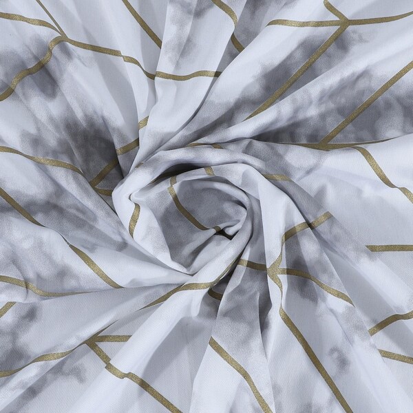 Homeroots 72 x 70 x 1 in. Silver Marble & Geo Pattern Shower Curtain - 399737