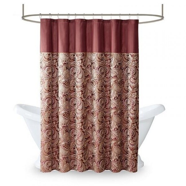 Madison Park Madison Park MP70-3034 Aubrey Polyester Jacquard Shower Curtain; Burgundy - 72 x 72 in. - MP70-3034