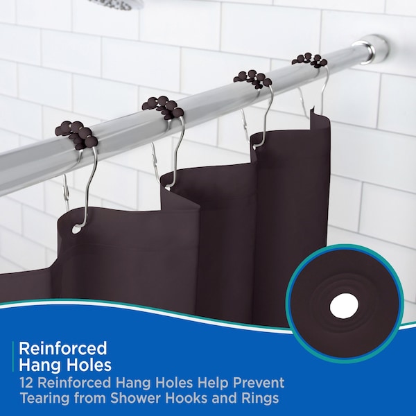 Kenney Mfg Lightweight PEVA Shower Curtain Liner and Beaded Roller Ring Set, 70in W x 72in H - KN61759V1