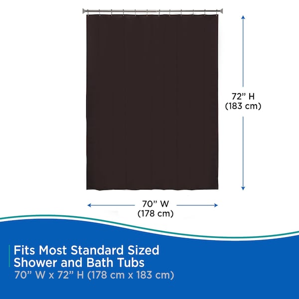 Kenney Mfg Lightweight PEVA Shower Curtain Liner and Beaded Roller Ring Set, 70in W x 72in H - KN61759V1