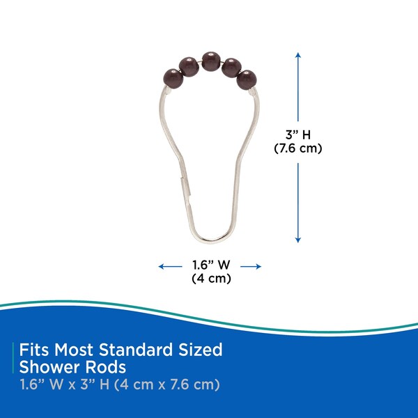 Kenney Mfg Lightweight PEVA Shower Curtain Liner and Beaded Roller Ring Set, 70in W x 72in H - KN61759V1