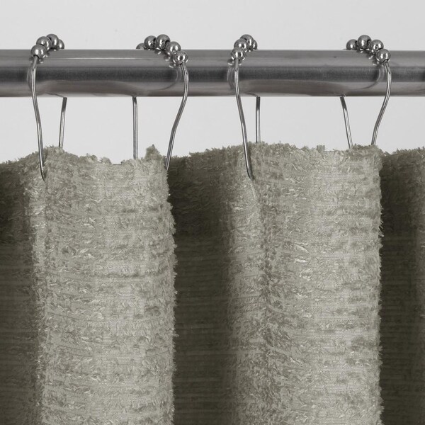 Homeroots 72 x 70 x 1 in. Silver Soft Textured Shower Curtain - 399746