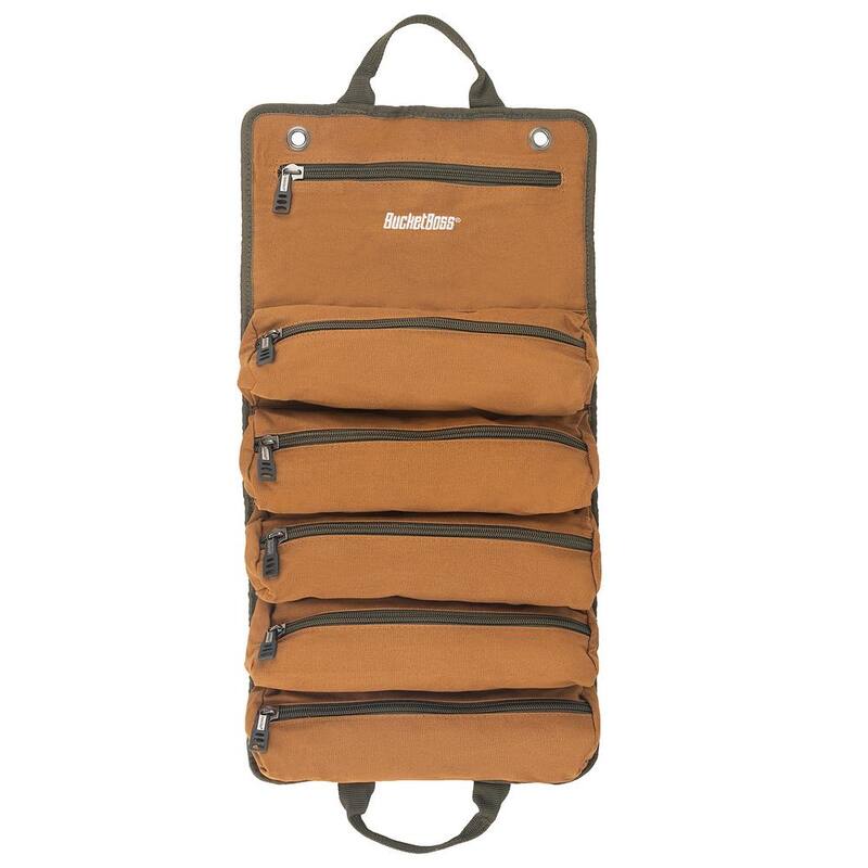BUCKET BOSS 27 in. Super Tool Roll with 6 Zippered Pockets in Brown - 74004