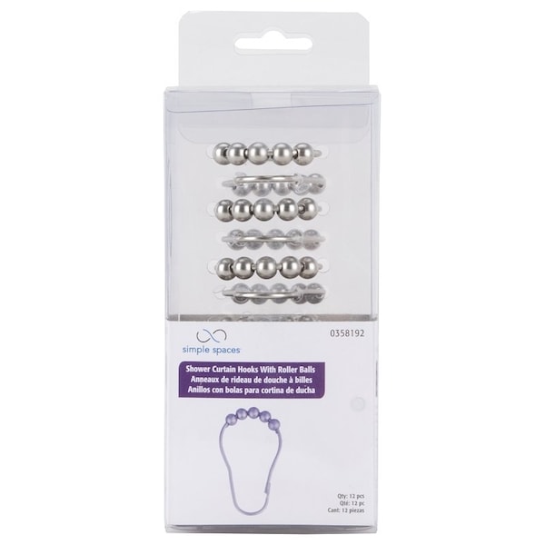 Simple Spaces Roller Ball Curtain Hook, Steel, Brushed Nickel, 1-1/2 in W, 3 in H - SD-BH-SN