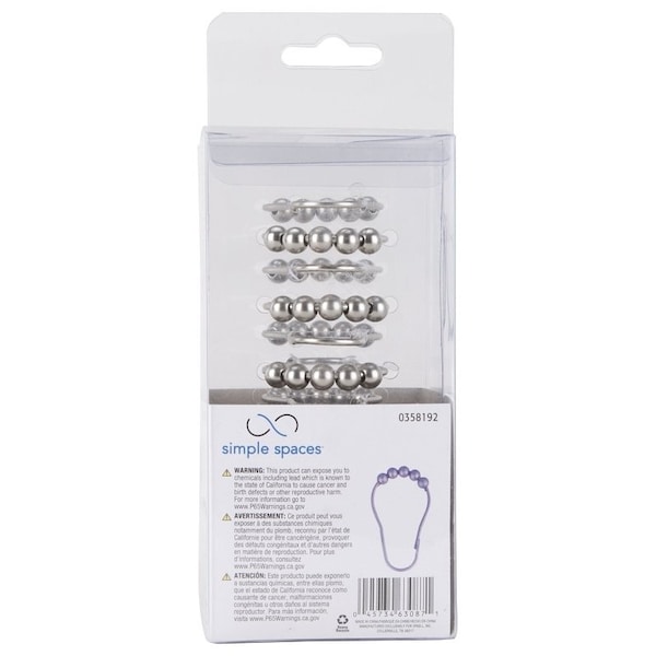 Simple Spaces Roller Ball Curtain Hook, Steel, Brushed Nickel, 1-1/2 in W, 3 in H - SD-BH-SN