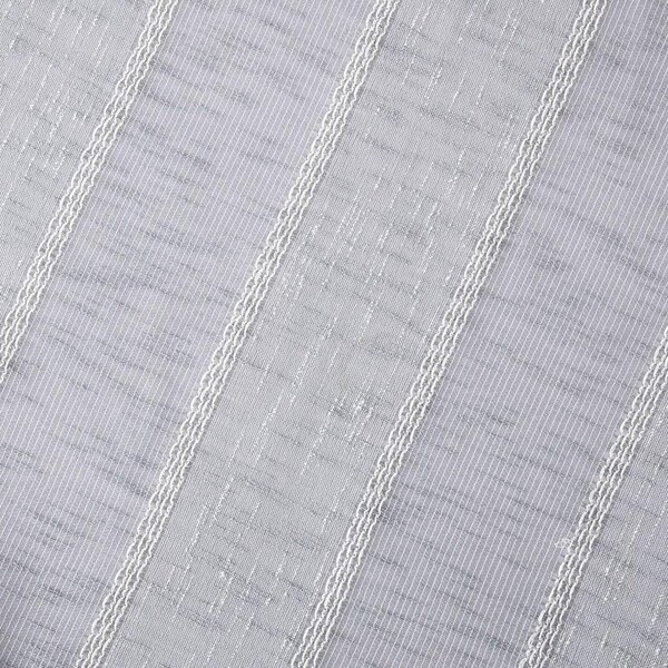 Homeroots 72 x 70 x 1 in. Silver Striped Embroidered Shower Curtain - 399739
