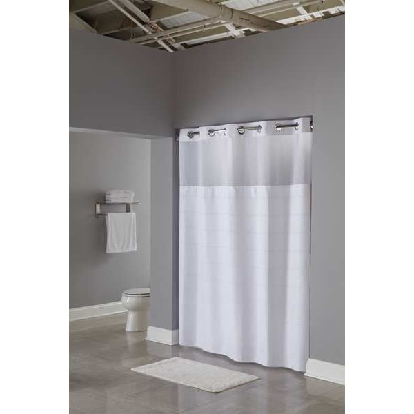 Hookless Shower Curtain, Plastic, White, 71 in W, 77 in L - HBH20MPT01SLAM