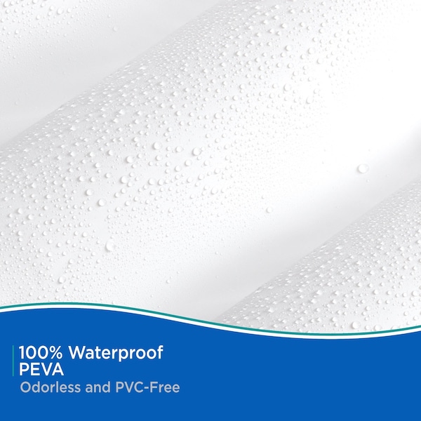 Kenney Mfg Medium Weight Extra Long PEVA Shower Curtain Liner, 70in W x 78in H, White - KN61469