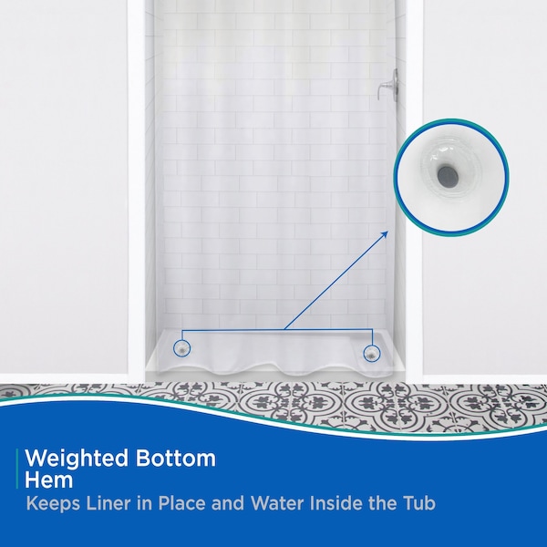 Kenney Mfg Medium Weight PEVA Stall Shower Curtain Liner, 42in W x 72in H, Clear - KN61147