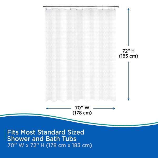 Kenney Mfg Medium Weight Embossed PEVA Shower Liner, 70" W x 72" H, Clear - KN61151