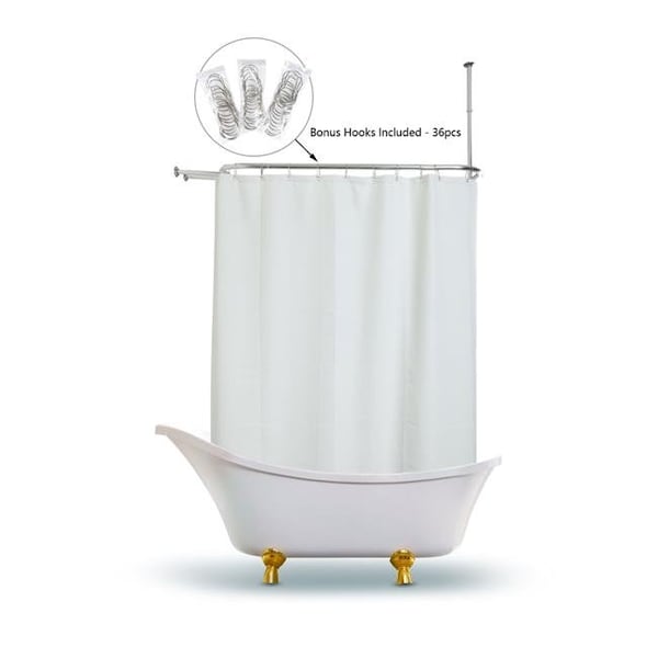 Utopia Alley Utopia Alley BL3WW Waffle Weave Clawfoot Tub Shower Curtain 180 x 70 in. Wrap Around; White - BL3WW