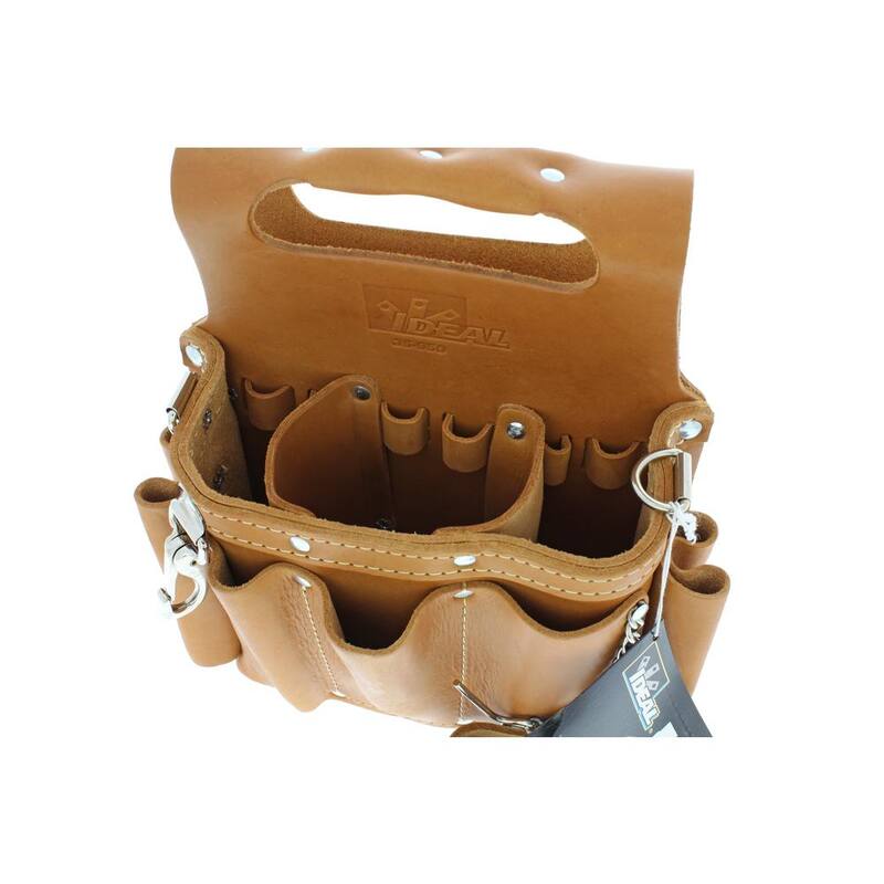 IDEAL 9 in. W Tuff-Tote Premium Leather Tool Bag with Strap (8-Pocket) - 35-950