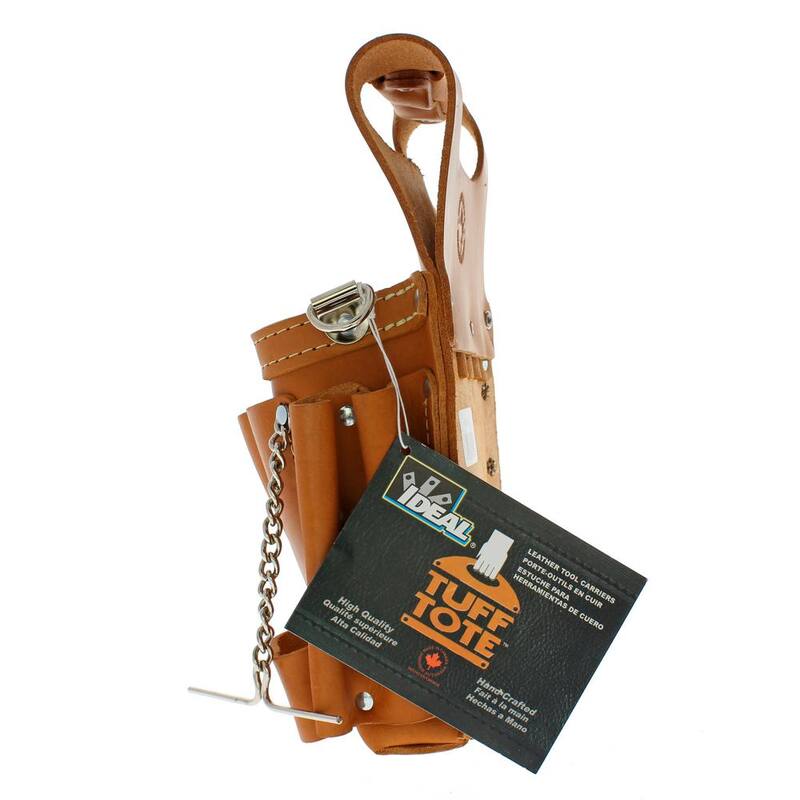 IDEAL 9 in. W Tuff-Tote Premium Leather Tool Bag with Strap (8-Pocket) - 35-950