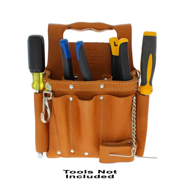 IDEAL 9 in. W Tuff-Tote Premium Leather Tool Bag with Strap (8-Pocket) - 35-950