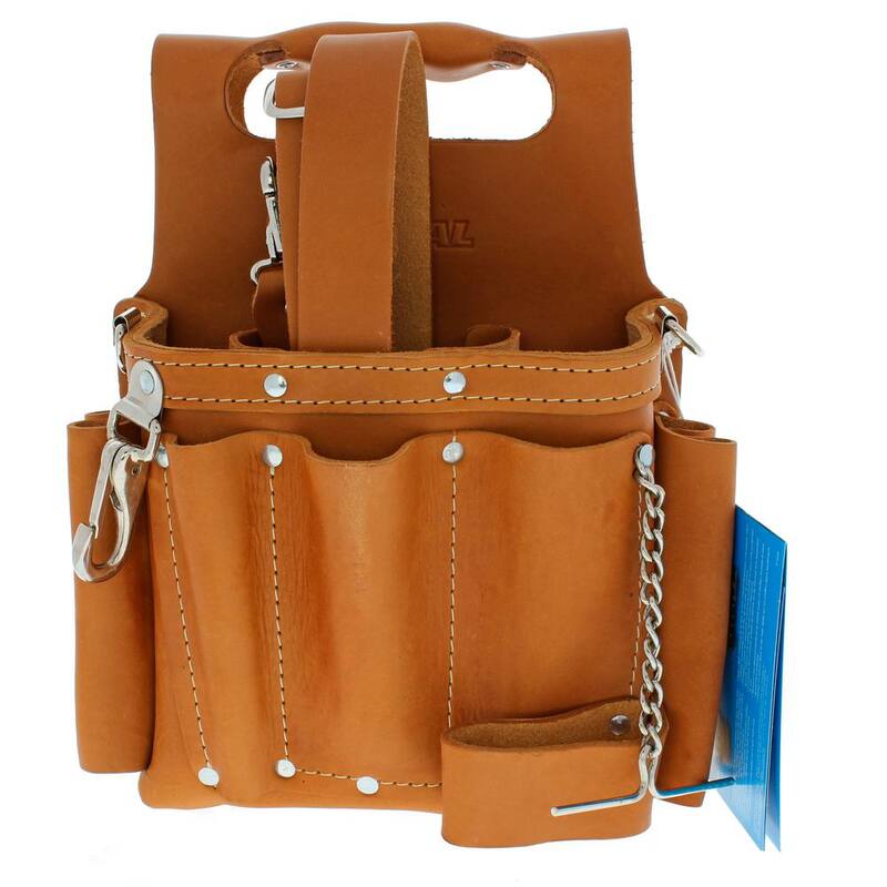 IDEAL 9 in. W Tuff-Tote Premium Leather Tool Bag with Strap (8-Pocket) - 35-950