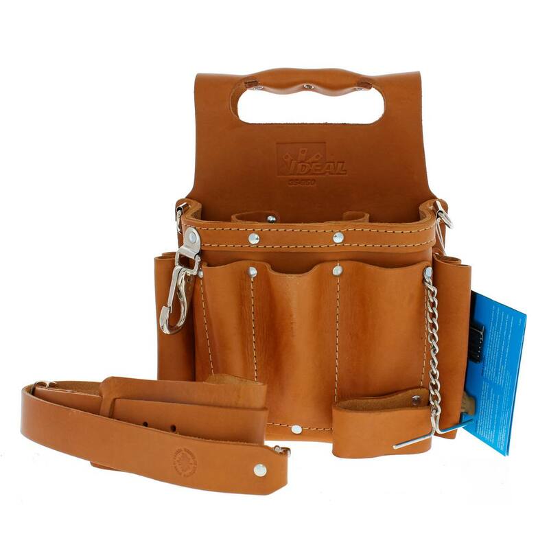 IDEAL 9 in. W Tuff-Tote Premium Leather Tool Bag with Strap (8-Pocket) - 35-950