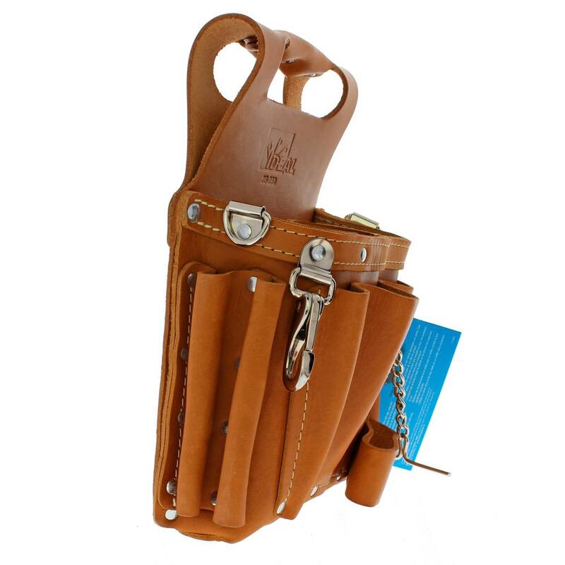 IDEAL 9 in. W Tuff-Tote Premium Leather Tool Bag with Strap (8-Pocket) - 35-950