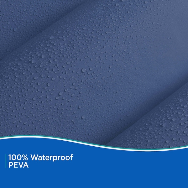 Kenney Mfg Lightweight PEVA Shower Curtain Liner and C-Ring Set, 70in W x 72in H, Blue - KN61752