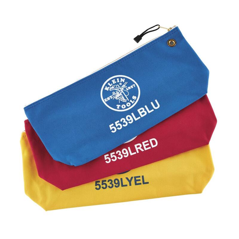 Klein Tools 18 in. Canvas Tool Bag with Zipper in Assorted Colors (3-Pack) - 5539LCPAK