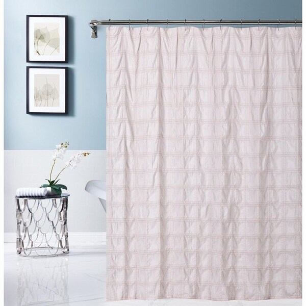 Homeroots 72 x 70 x 1 in. Pale Pink Modern Striped Crinkle Shower Curtain - 399716