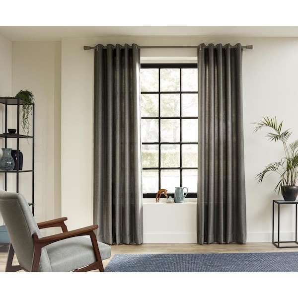 Ltl Home Products 63 in. Smoke Intensions Single Curtain Rod Kit, Grey - SMOKESAXYO63