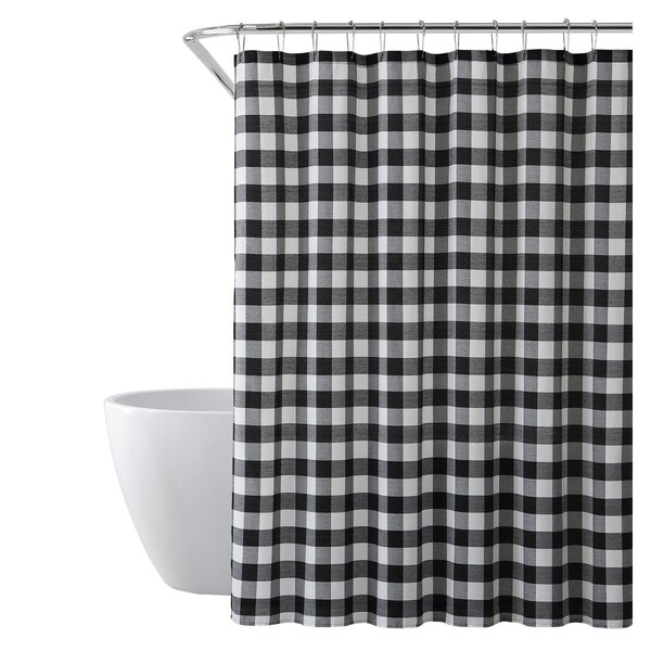 Doba-Bnt SARO Buffalo Plaid Shower Curtain Black - SA2658429