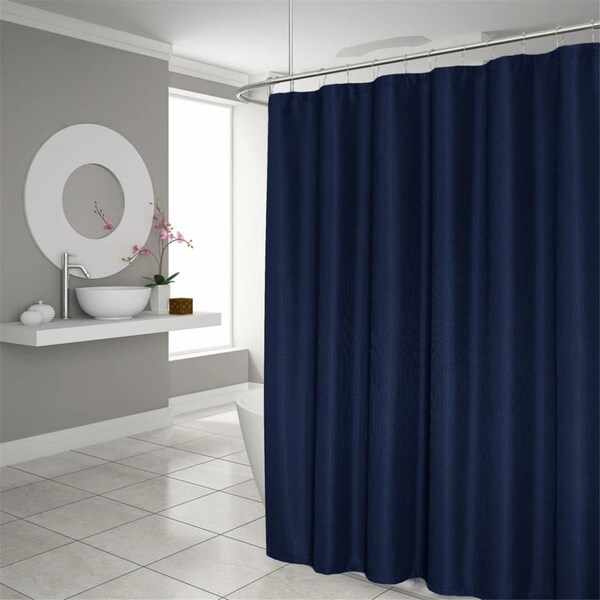 Gfancy Fixtures 72 x 70 x 1 in. Luxurious Navy Waffle Weave Shower Curtain - GF3655208