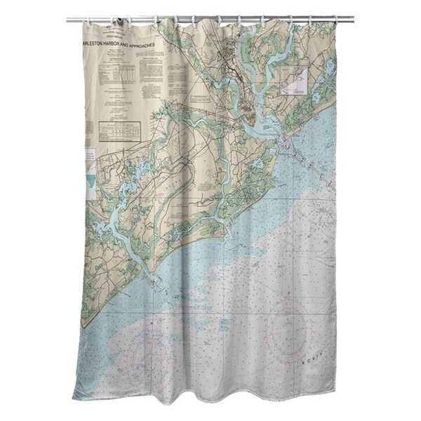 Betsy Drake Betsy Drake SH11521 70 x 72 in. Charleston Harbor & Approaches; SC Nautical Map Shower Curtain - SH11521