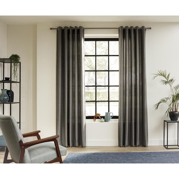 Kd Mueble 63 in. Smoke Intensions Single Curtain Rod Kit, Grey - KD3044391