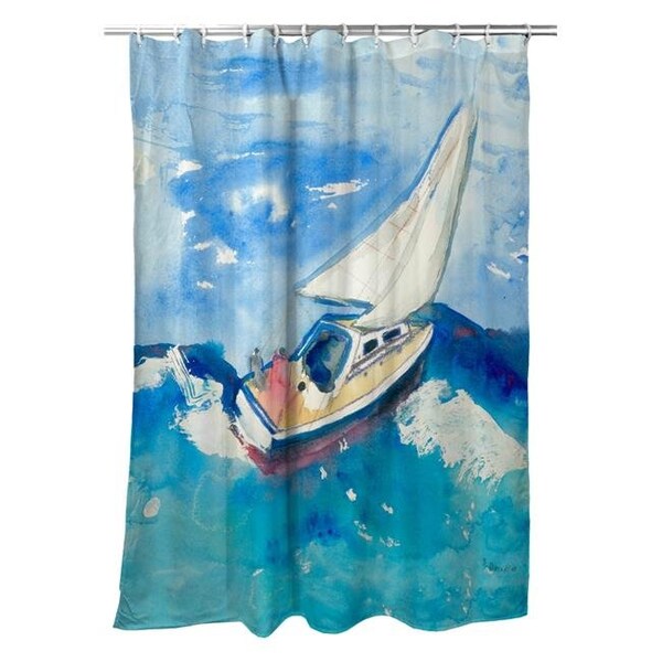Betsy Drake Betsy Drake SH257 70 x 72 in. Betsys Sailboat Shower Curtain - SH257