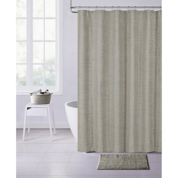 Gfancy Fixtures 72 x 70 x 1 in. Silver Soft Textured Shower Curtain - GF3093652