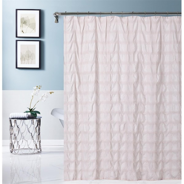 Gfancy Fixtures 72 x 70 x 1 in. Pale Pink Modern Striped Crinkle Shower Curtain - GF2627936