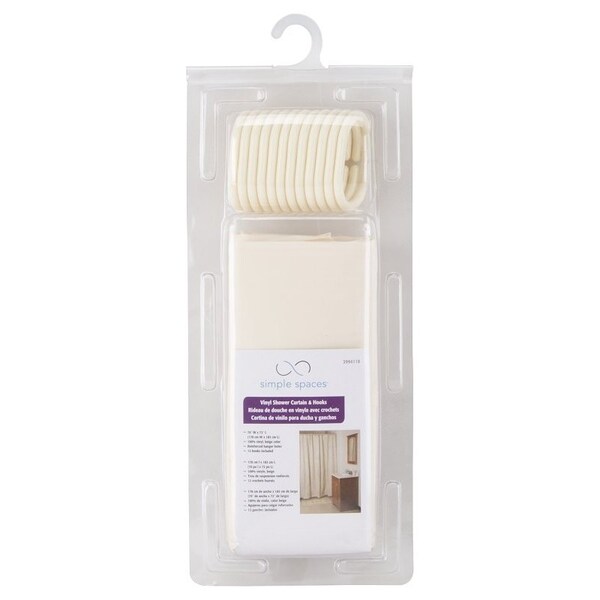 Simple Spaces Shower Curtain, PVC/Vinyl, Beige, Beige - SD-626BG-3L