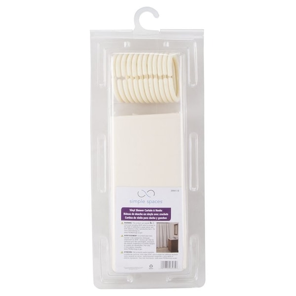 Simple Spaces Shower Curtain, PVC/Vinyl, Beige, Beige - SD-626BG-3L