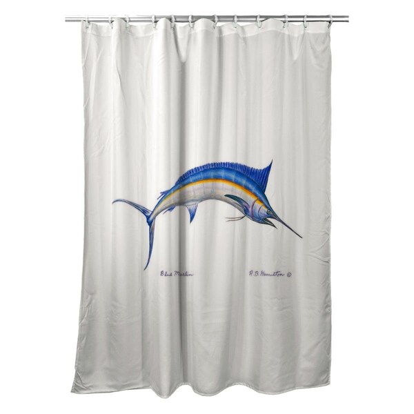 Betsy Drake Betsy Drake SH015C 70 x 72 in. Blue Marlin Shower Curtain - SH015C
