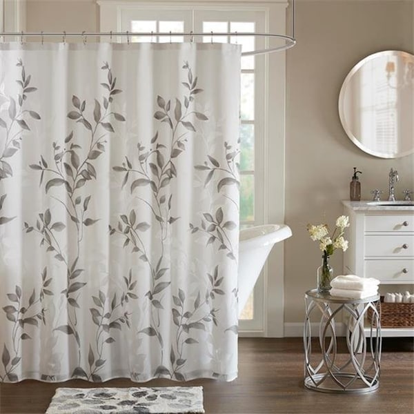 Madison Park Madison Park MP70-4610 72 x 72 in. Cecily Printed Shower Curtain - Grey - MP70-4610