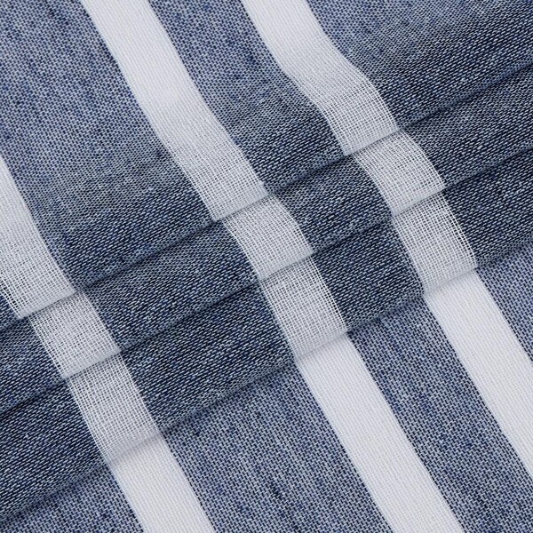 Homeroots 72 x 70 x 1 in. Navy & White Striped Shower Curtain - 399768