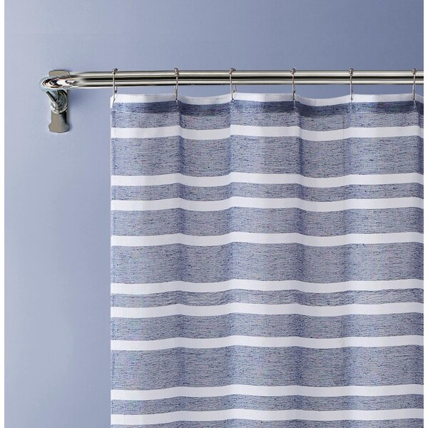 Homeroots 72 x 70 x 1 in. Navy & White Striped Shower Curtain - 399768