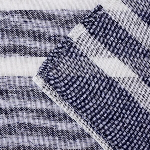 Homeroots 72 x 70 x 1 in. Navy & White Striped Shower Curtain - 399768