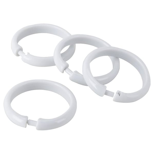 Simple Spaces Shower Curtain Ring, Plastic, white, 1 cm W, 2-3/8 in H - SD-ORING-W3L