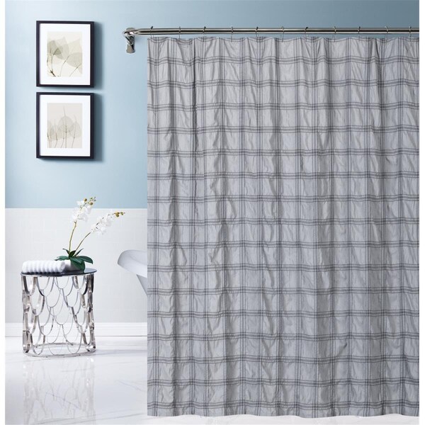 Gfancy Fixtures 72 x 70 x 1 in. Gray Modern Striped Crinkle Shower Curtain - GF3096893
